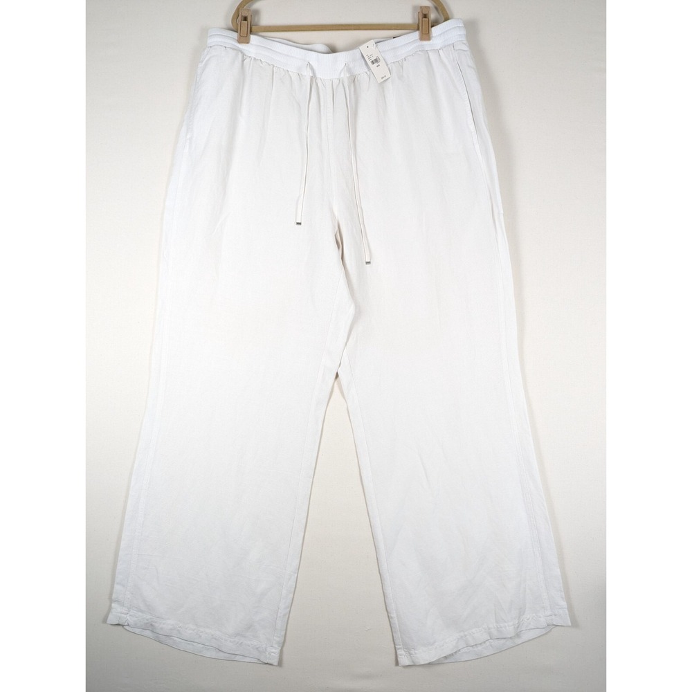 Lane Bryant Pants Women Plus 26/28 Linen Blend Wide Leg Drawstring Lagenlook